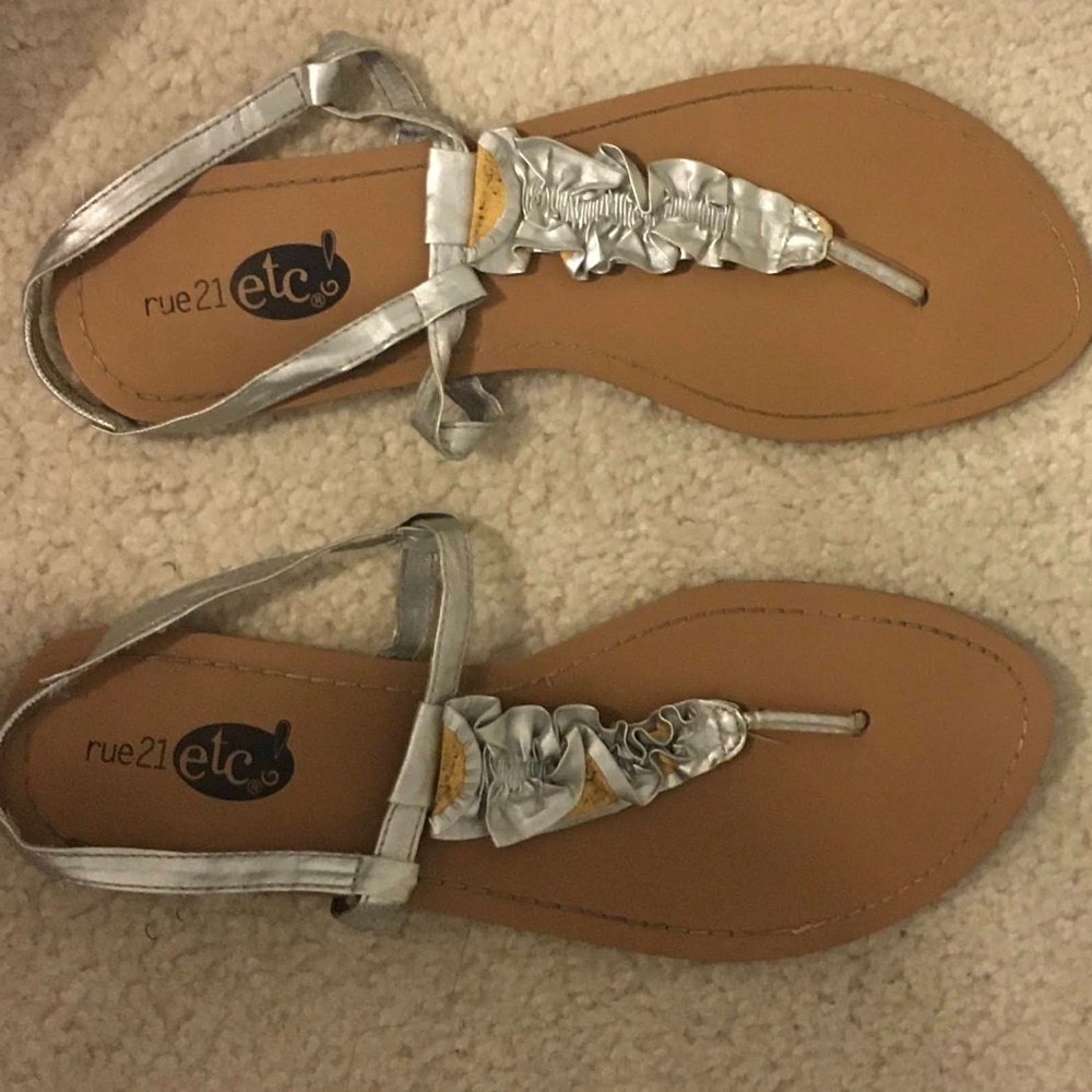 Silver Ruffle Sandals